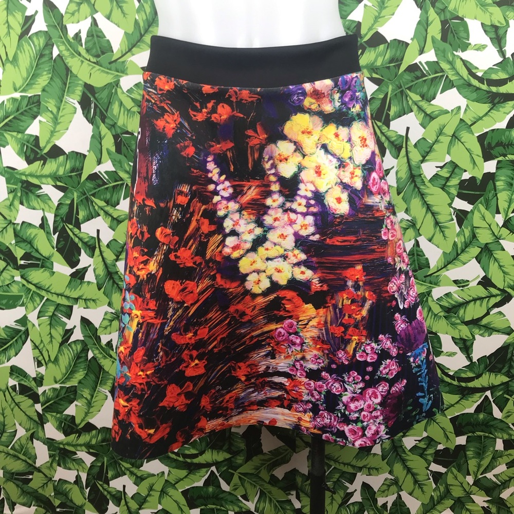 Clover Canyon Red Floral Circle Skirt